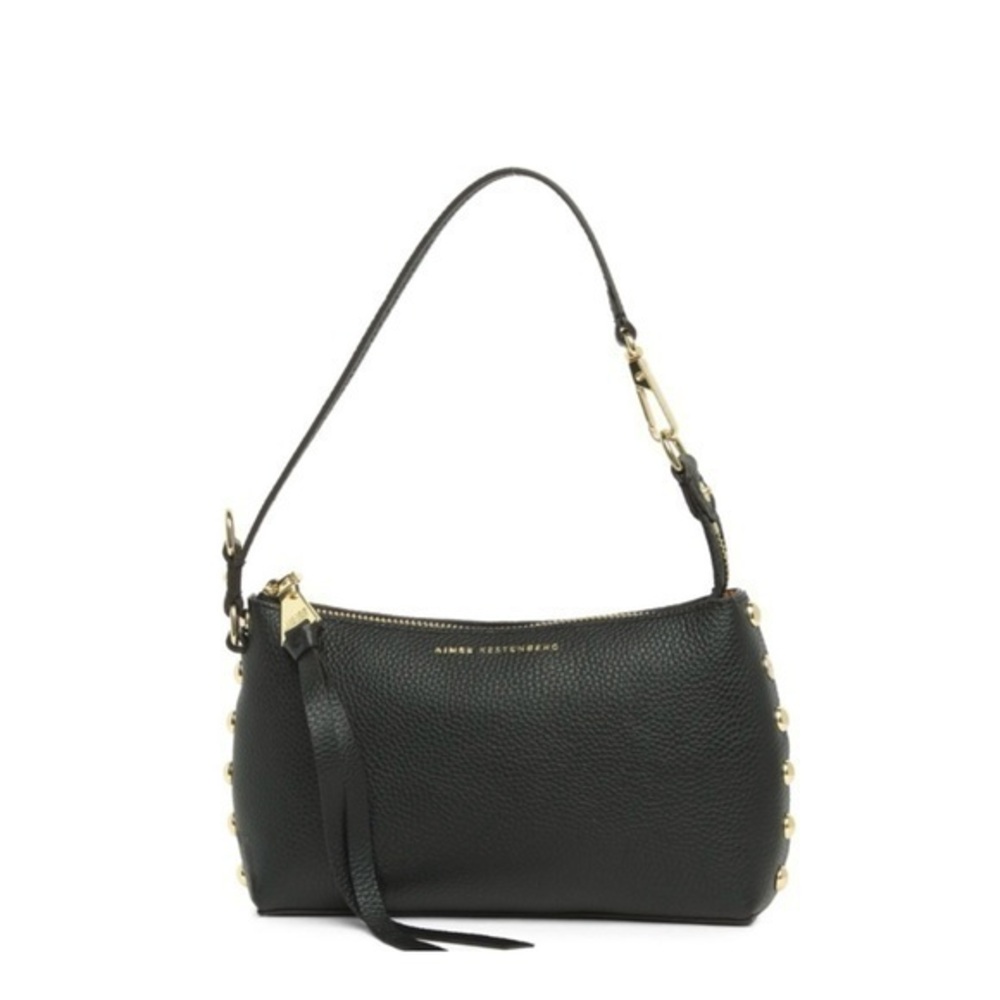 Aimee Kestenberg Stone‎ Norah DF Black Leather Pouchette Mini Handbag Wristlet